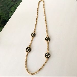 VTG Gold Tone Long Chain Black/White Medallion